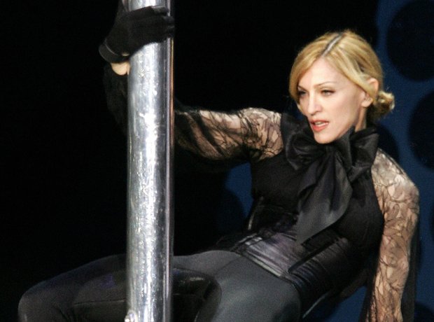 Madonna perfroms on stage