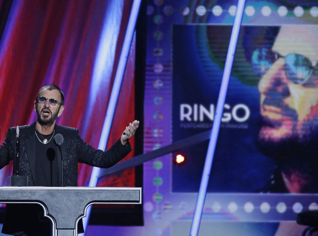 Ringo Starr speaks at the Rock and Roll Hall of Fa