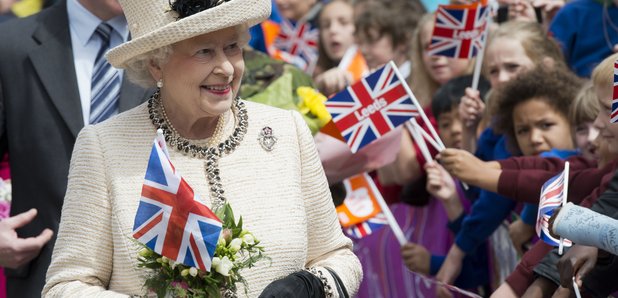 The Queen and Union Jack flags