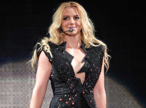 Britney Spears performs on a stage