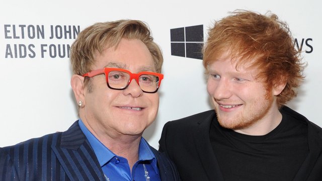 Elton John and Ed Sheeran Oscars Party 2014