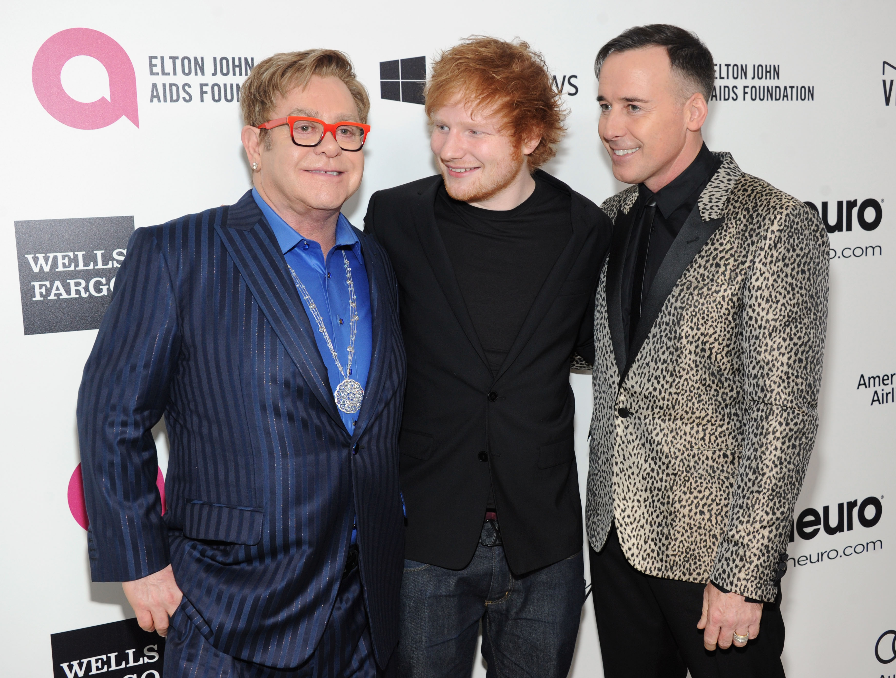 Elton John and Ed Sheeran Oscars Party 2014