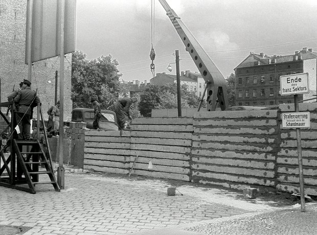 The Berlin Wall being built in 1961