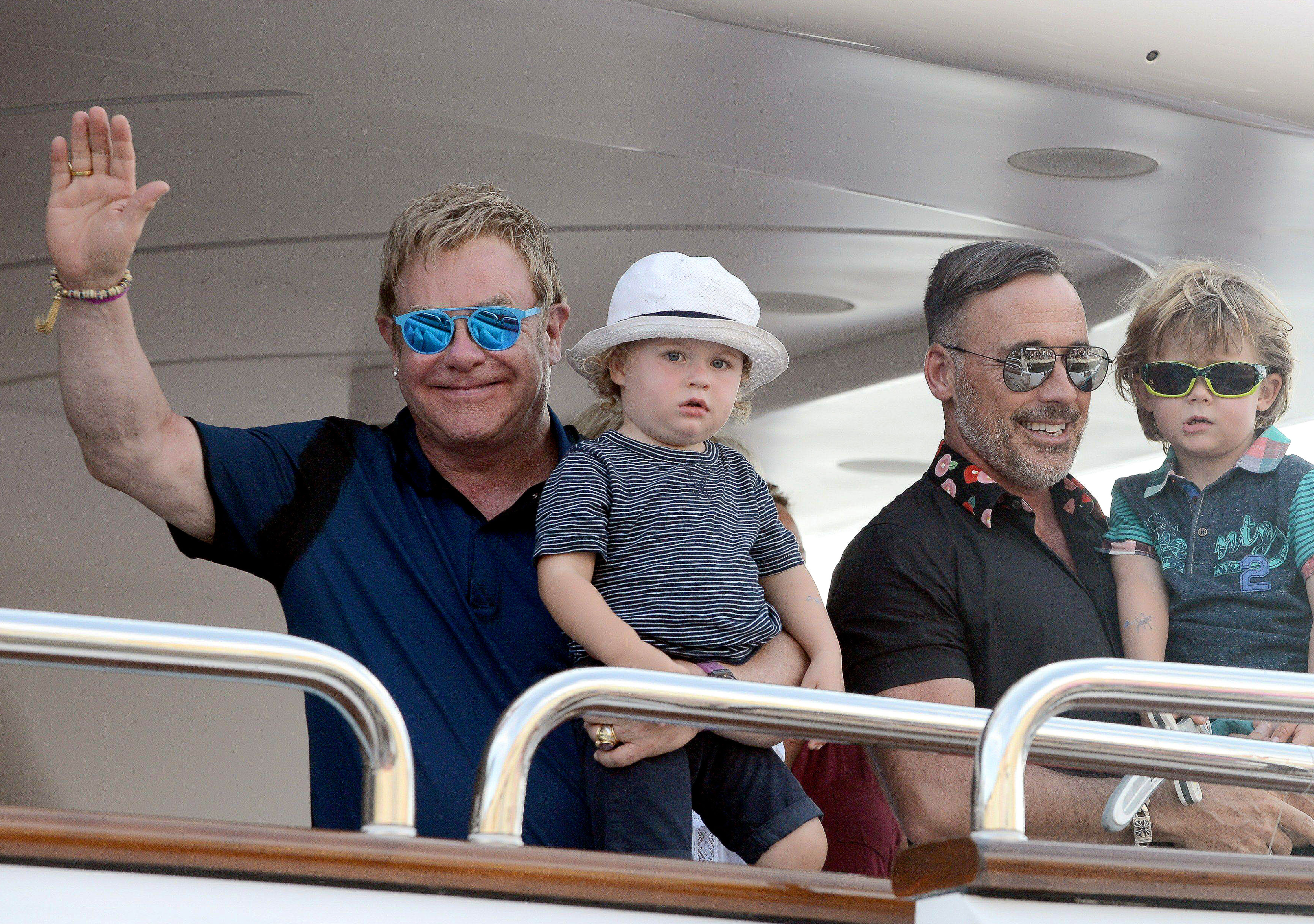 Elton John and David Furnish with their two Childr
