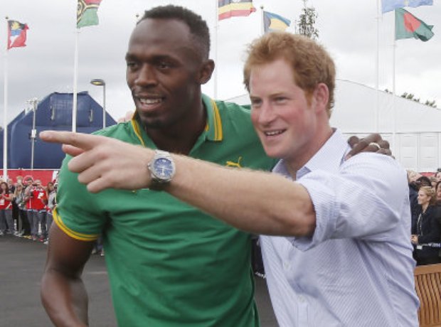 Prince Harry meeting Usain Bolt