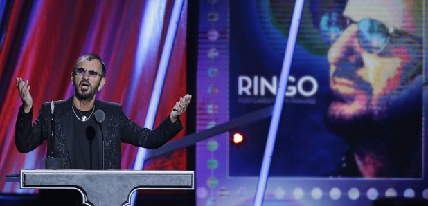 Ringo Starr speaks at the Rock and Roll Hall of Fa