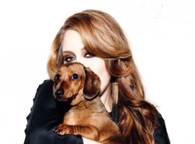 Adele and her dachshund.