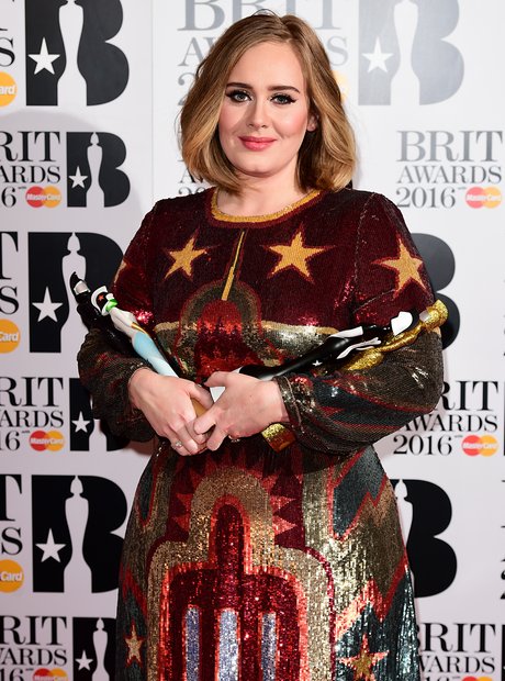 Adele with her awards The Brits 2016