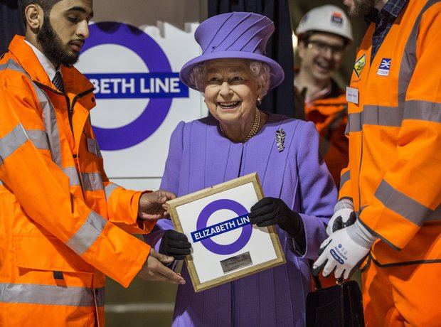 The Queen Visits The Crossrail Station Site At Bon