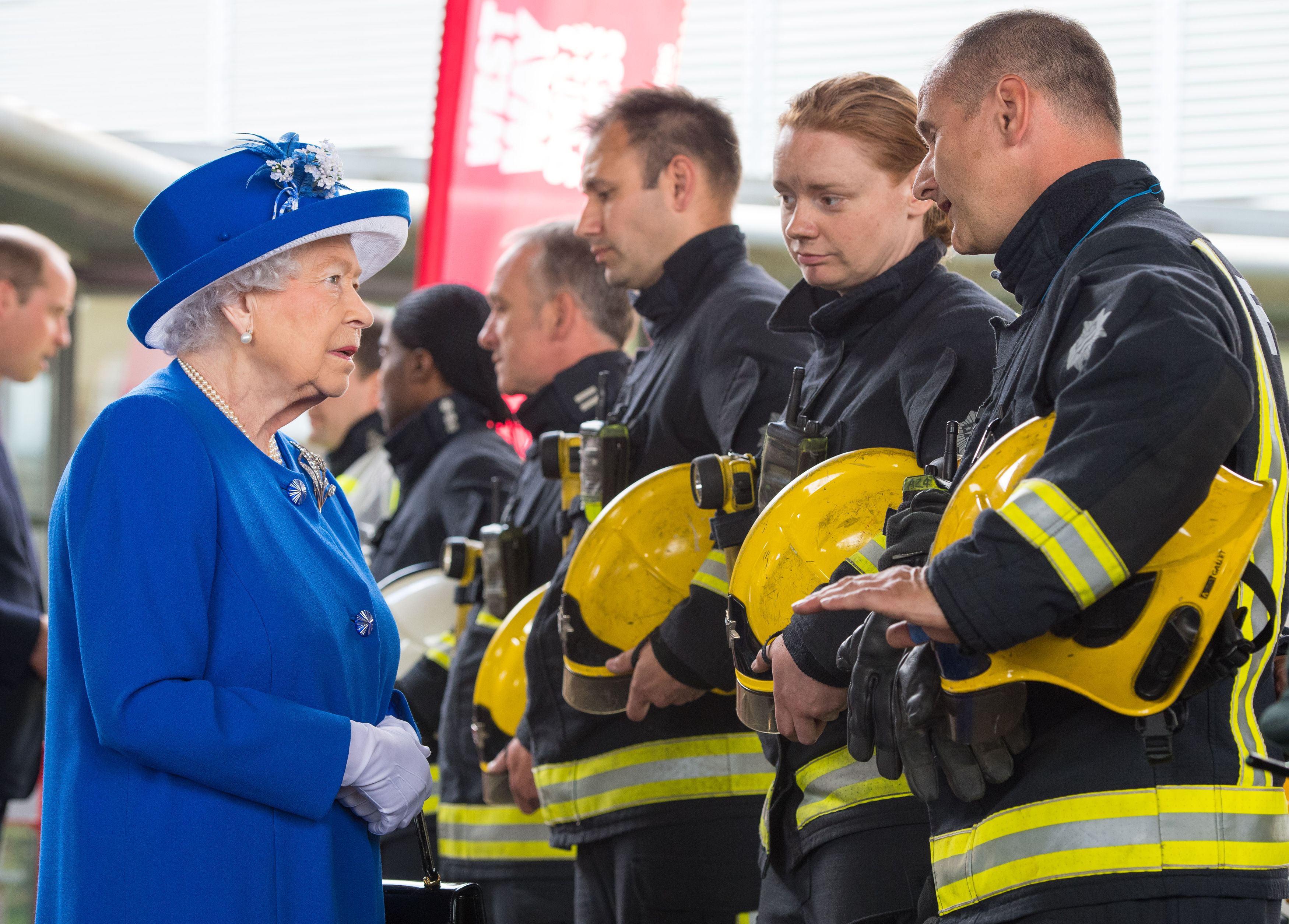 Queen Elizabeth II meets firefighters