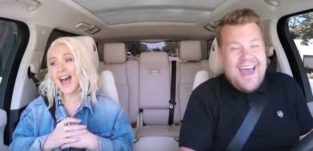 Christina Aguilera and James Corden on Carpool Kar