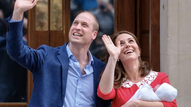 Prince William and Kate Middleton with their new b