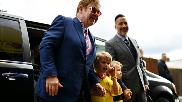 Elton and his kids at Watford