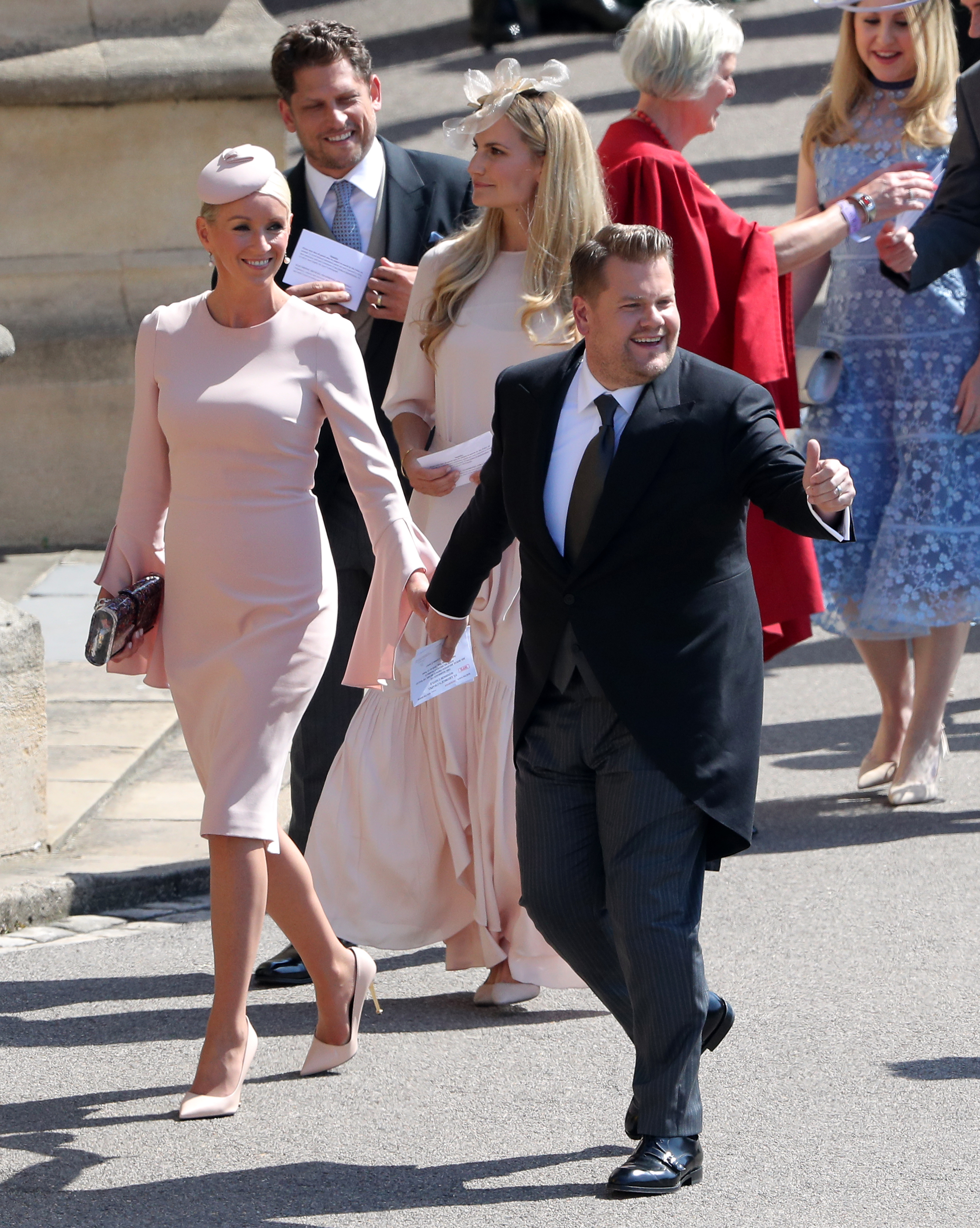 James Corden and Julia Carey arrive for the weddin