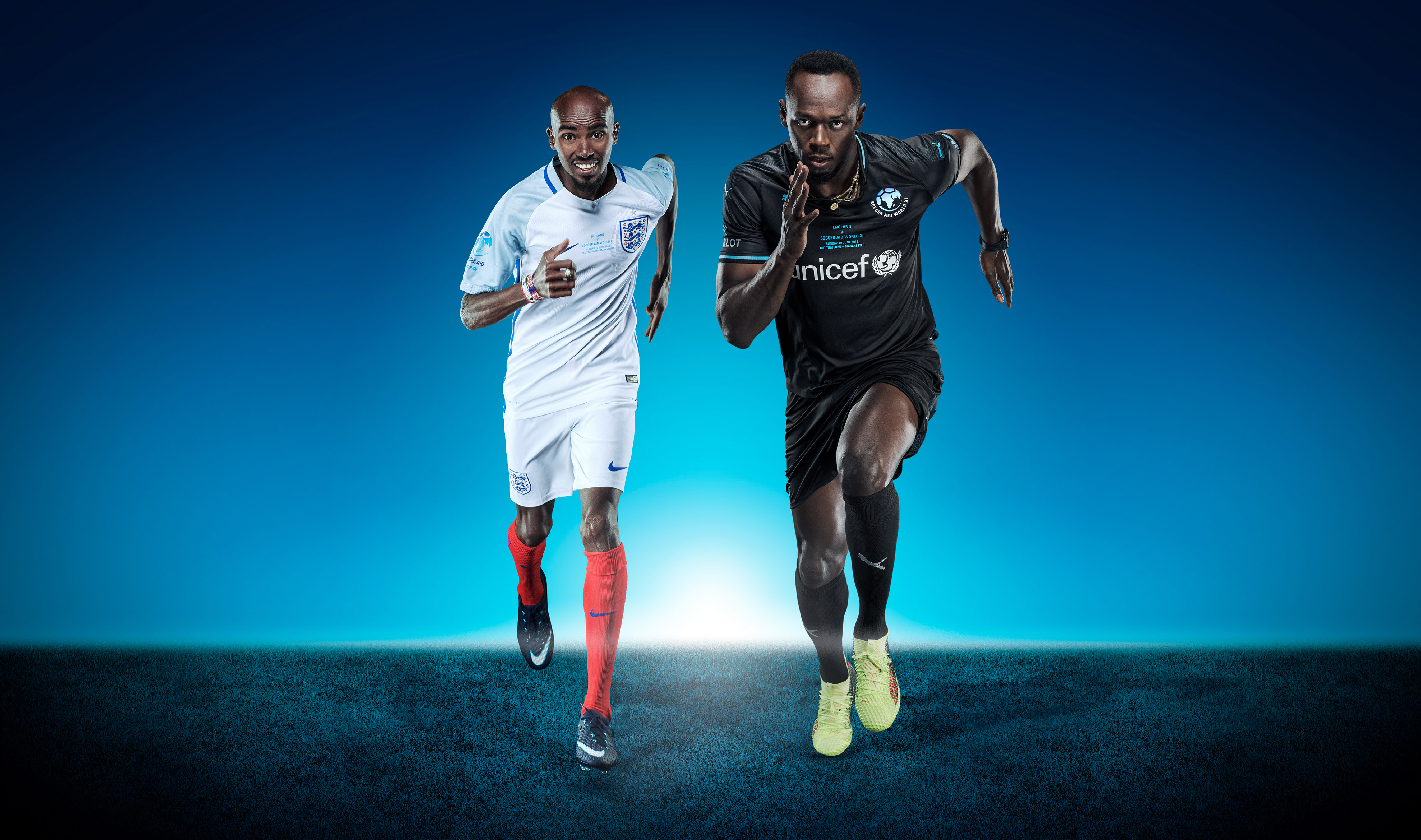 Usain Bolt and Mo Farah / Soccer Aid
